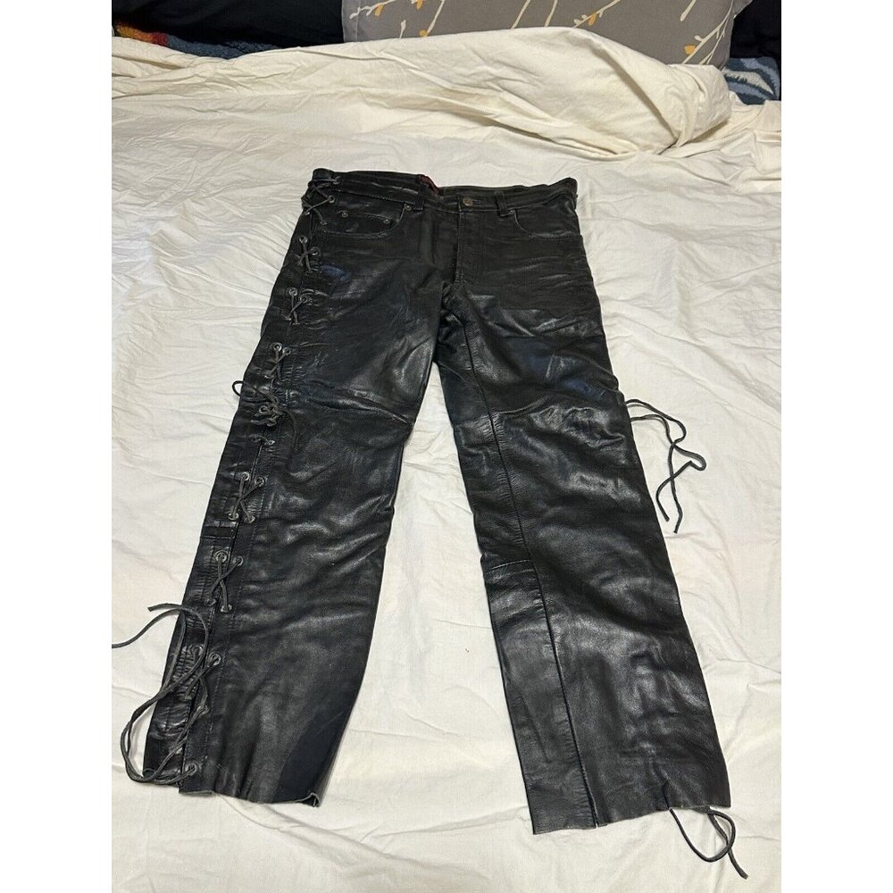 Leather World by Lucky Leather Men’s Black Leather Pants Jeans 30 x 28